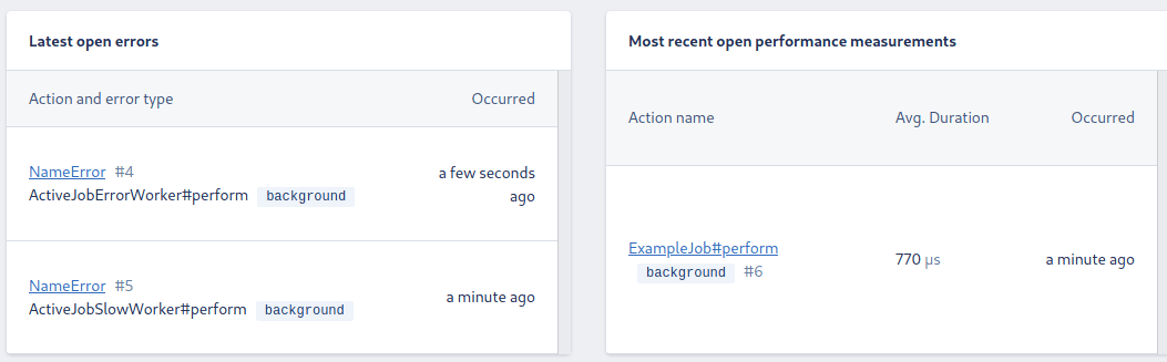 Last events in the background namespace